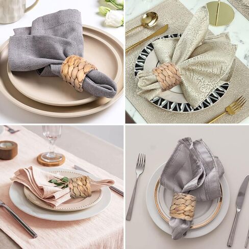 Farmhouse Napkin Rings, Hand-Woven Napkin Rings for Table Decor, Fall Rustic Napkin Rings, Napkin Holder Buckles for Holiday Party, Easter, Birthday, Thanksgiving, Christmas in Saudi Arabia