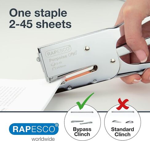 Rapesco R81000A3 Porpoise Staple Plier, 45 Sheet Capacity, Chrome in Saudi Arabia