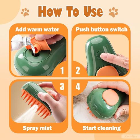Cat Steam Brush,3 in 1 Silicone Massage Grooming Brush，Removing Tangled And Loose Hair, Pet Hair Cleaning Brush Comb(Mango Green) in Saudi Arabia