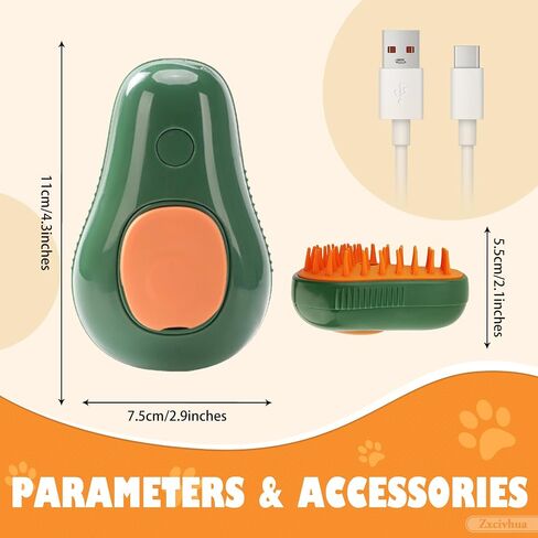 Cat Steam Brush,3 in 1 Silicone Massage Grooming Brush，Removing Tangled And Loose Hair, Pet Hair Cleaning Brush Comb(Mango Green) in Saudi Arabia