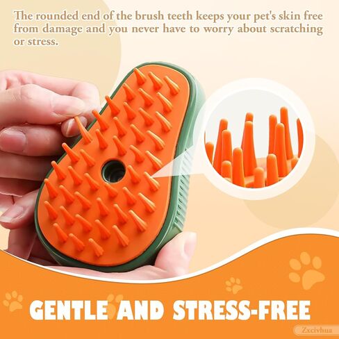Cat Steam Brush,3 in 1 Silicone Massage Grooming Brush，Removing Tangled And Loose Hair, Pet Hair Cleaning Brush Comb(Mango Green) in Saudi Arabia
