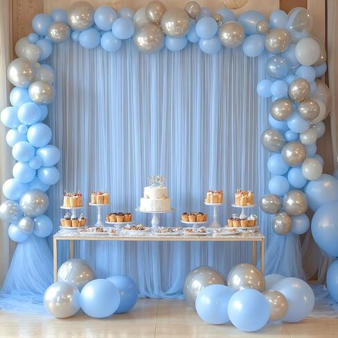 White Tulle Backdrop Curtain for Parties Wedding 10ft x 8ft Sheer Backdrop Curtains for Bridal Shower Birthday Party Baby Shower Ceiling Drapes Christmas Photo Decorations 2 Panels 5ft x 8ft in Kuwait