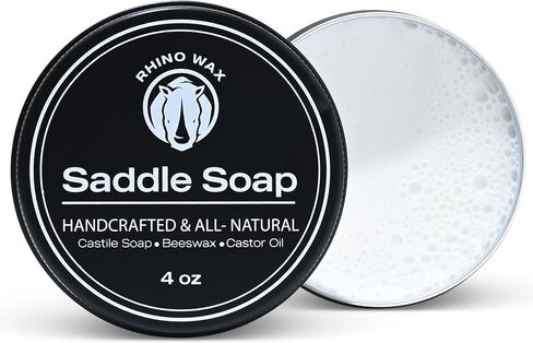 Saddle Soap for Leather Cleaning - Natural Horse Tack Soap Cleaner, Conditioner, Saddle Repair - Professional Saddle Cream for Outdoor Leather Boots, Shoes - (4 oz) - Made in USA in Saudi Arabia