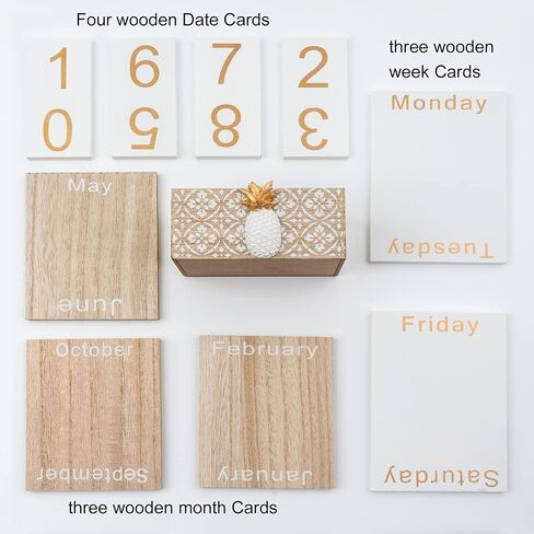 Pineapple Wooden Calendar Block, Date Blocks for Birthdays, Weddings, Anniversaries, Wall Decals (Brown) in Saudi Arabia