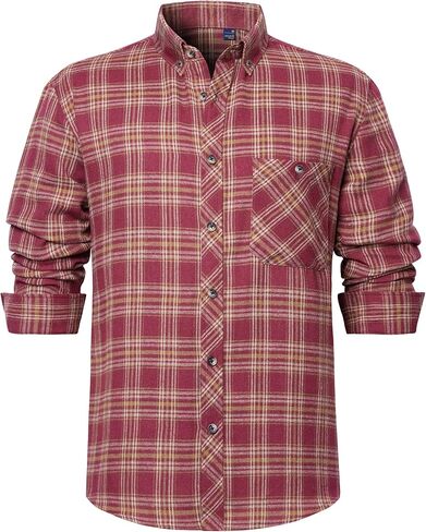 Plaid Mens Flannel Shirts Long Sleeve Dress Shirts for Men Casual Button Down Big and Tall Button Up Shirt in Saudi Arabia