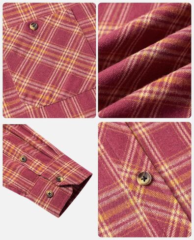 Plaid Mens Flannel Shirts Long Sleeve Dress Shirts for Men Casual Button Down Big and Tall Button Up Shirt in Saudi Arabia
