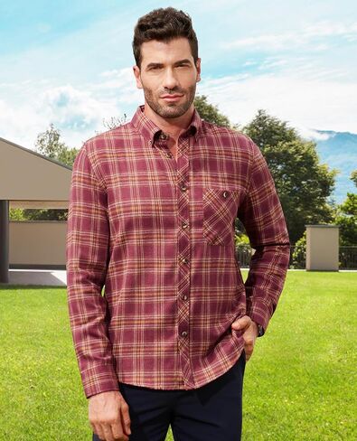 Plaid Mens Flannel Shirts Long Sleeve Dress Shirts for Men Casual Button Down Big and Tall Button Up Shirt in Saudi Arabia