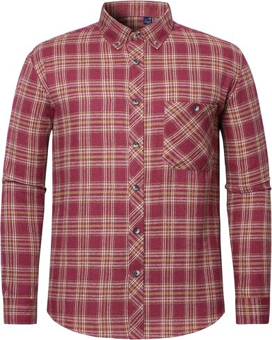 Plaid Mens Flannel Shirts Long Sleeve Dress Shirts for Men Casual Button Down Big and Tall Button Up Shirt in Saudi Arabia
