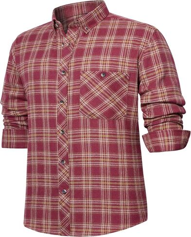 Plaid Mens Flannel Shirts Long Sleeve Dress Shirts for Men Casual Button Down Big and Tall Button Up Shirt in Saudi Arabia