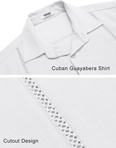 COOFANDY Mens Cuban Guayabera Shirts Short Sleeve Button Down Shirt Comfortable Summer Beach Shirts in Saudi Arabia