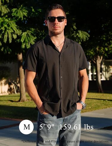 COOFANDY Mens Cuban Guayabera Shirts Short Sleeve Button Down Shirt Comfortable Summer Beach Shirts in Saudi Arabia