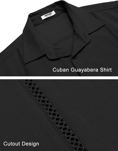 COOFANDY Mens Cuban Guayabera Shirts Short Sleeve Button Down Shirt Comfortable Summer Beach Shirts in Saudi Arabia