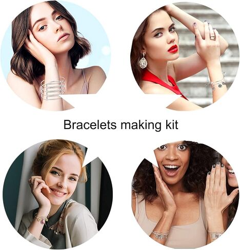 Bangle Bracelets Making Kit 317 Pcs Charm Bracelet Making Kit with Expandable Bangles, Colorful Charms, Jump Rings and Pliers for for DIY Jewelry Crafting in Saudi Arabia