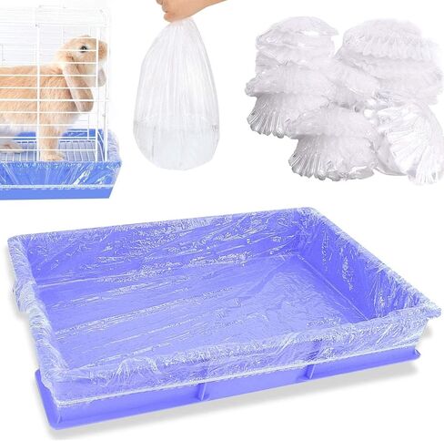50 pcs Disposable Cage Liners, Clear Plastic Rabbit Cage Liner Bag, Universal Toilet Film for Bunny, Hamster, Totoro, Hedgehog, Guinea Pig and Small Animals. in Kuwait