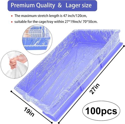 50 pcs Disposable Cage Liners, Clear Plastic Rabbit Cage Liner Bag, Universal Toilet Film for Bunny, Hamster, Totoro, Hedgehog, Guinea Pig and Small Animals. in Kuwait