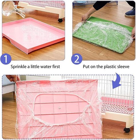 50 pcs Disposable Cage Liners, Clear Plastic Rabbit Cage Liner Bag, Universal Toilet Film for Bunny, Hamster, Totoro, Hedgehog, Guinea Pig and Small Animals. in Kuwait