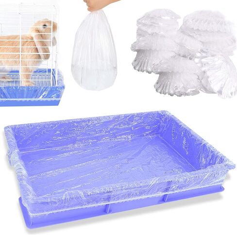 50 pcs Disposable Cage Liners, Clear Plastic Rabbit Cage Liner Bag, Universal Toilet Film for Bunny, Hamster, Totoro, Hedgehog, Guinea Pig and Small Animals. in Kuwait