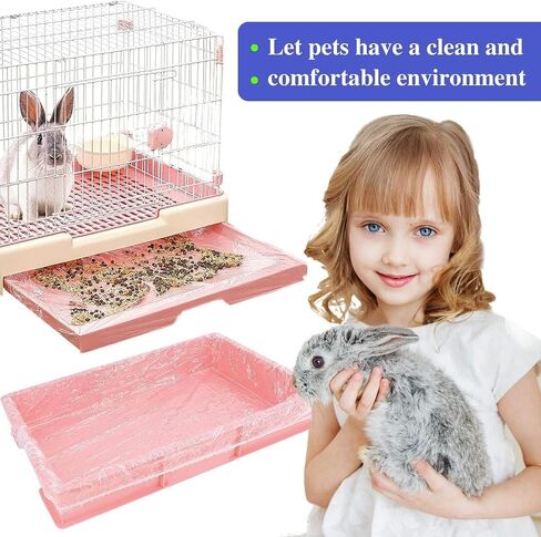50 pcs Disposable Cage Liners, Clear Plastic Rabbit Cage Liner Bag, Universal Toilet Film for Bunny, Hamster, Totoro, Hedgehog, Guinea Pig and Small Animals. in Kuwait