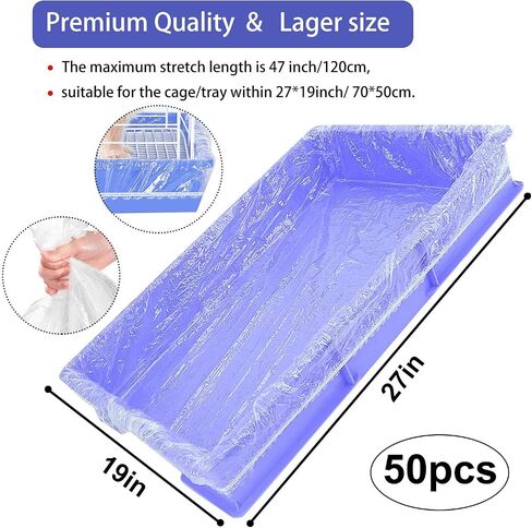 50 pcs Disposable Cage Liners, Clear Plastic Rabbit Cage Liner Bag, Universal Toilet Film for Bunny, Hamster, Totoro, Hedgehog, Guinea Pig and Small Animals. in Kuwait