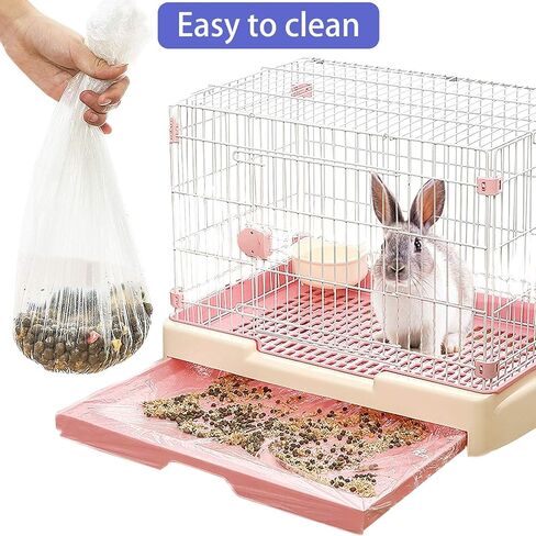 50 pcs Disposable Cage Liners, Clear Plastic Rabbit Cage Liner Bag, Universal Toilet Film for Bunny, Hamster, Totoro, Hedgehog, Guinea Pig and Small Animals. in Kuwait