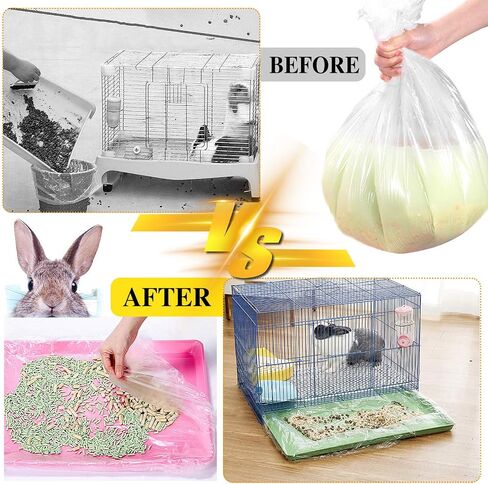 50 pcs Disposable Cage Liners, Clear Plastic Rabbit Cage Liner Bag, Universal Toilet Film for Bunny, Hamster, Totoro, Hedgehog, Guinea Pig and Small Animals. in Kuwait