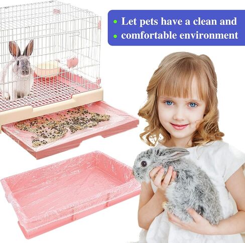 50 pcs Disposable Cage Liners, Clear Plastic Rabbit Cage Liner Bag, Universal Toilet Film for Bunny, Hamster, Totoro, Hedgehog, Guinea Pig and Small Animals. in Kuwait
