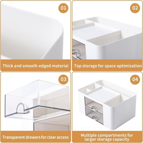 Meikuler White Desk Organizer with Drawer, Desk Organizers and Accessories with Pencil Holder and Storage Box Caddy for Office, Home, Art Supplies (Style 01) in Saudi Arabia