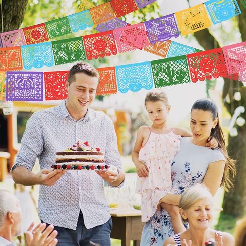 6 Packs Mexican Banners 132 Ft(22ft x 6) Papel Picado Banner, Large Plastic Mexican Fiesta Banners Cinco de Mayo Party Fiesta Decorations Mexican Themed Birthday Party Supplies 12 Patterns with String in Saudi Arabia