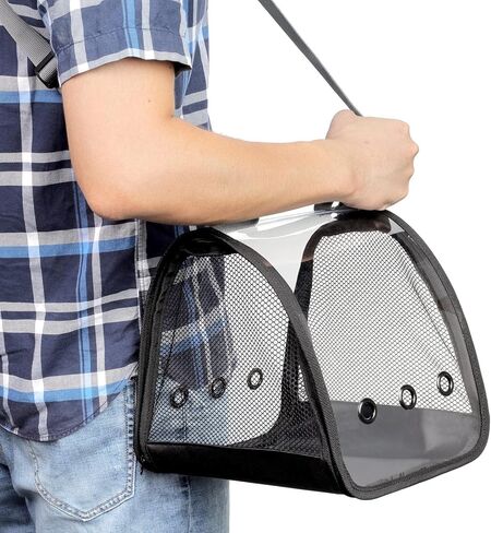 غينيا خنزير الناقل الهامستر قفص السفر حقيبة الحيوانات الأليفة الصغيرة للأرنب الطيور الفئران السنجاب القنفذ في الهواء الطلق شبكة تنفس نافذة سحاب ذاتي القفل (أسود) in Kuwait