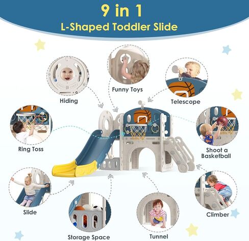 BIERUM 9 in 1 Toddler Slide, Baby Slide for Toddlers Age 1-3 Outdoor Indoor in Saudi Arabia