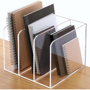File Organizer for Desk Clear Acrylic Magazine Holder Desk Organizer Office Accessories Folder Organizer with 3 Vertical Organizer Spaces File sorters,for Home Office School...(B5)