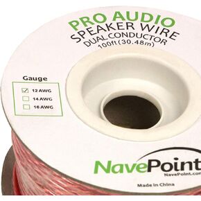 NavePoint NavePoint 250ft في الجدار مكبر صوت سلك CL2 12/2 AWG المقياس 2 موصل بالجملة أبيض