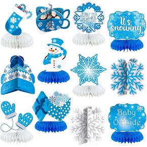12 Pcs Winter Party Decoration Snowflake Centerpieces for Tables Winter Wonderland Decorations Let It Snow Winter Table Centerpieces for Birthday Baby Shower Decorations Party Supplies