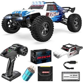 BEZGAR HM124 Brushless RC Car - 1:12 Scale 52+KM/H High Speed RC Truck, 4x4 Offroad Waterproof for All Terrains, Hobby Grade Remote Control Truck for Adults and Kids Boys with Rechargeable Battery