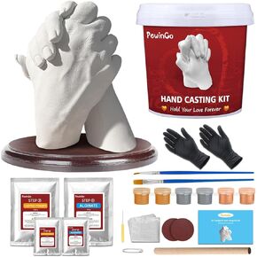 PewinGo Hand Casting Kit Couples with Base,Plaster Hand Mold Casting Kit, Hand Mold Kit Couples,DIY Gifts Ideas for Couples,Valentines,Engagement,Anniversary,Wedding,Boy/Girlfriend
