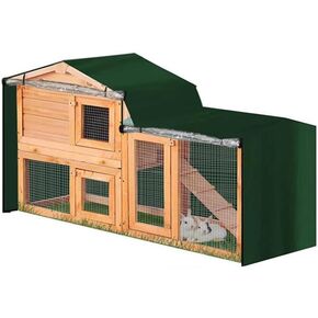 J&C Heavy Duty 420D Double Decker Rabbit Hutch Cover Windproof Waterproof Black Covers for Winter Rectangular Outdoor Bunny Cage Cover for Guinea Pig Cage