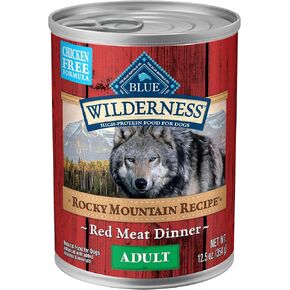 Blue Buffalo Wilderness Adult Wet Dog Food, High-Protein and Grain-Free, Made with Natural Ingredients, Rocky Mountain Recipe Red Meat Paté, 12.5-oz Can (12 count)