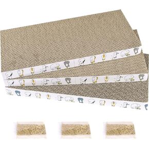 PatiencET 4 Pack Cat Scratch Pad with Box, Cardboard Cat Scratcher for Indoor Cats, Reversible Scratcher with Catnips Box Bed Desigh for Small Medium Cat Kitten, Scratching Board for Cats