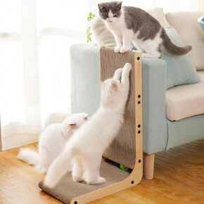 Cat Scratcher, Cat Scratching Post, Cardboard Cat Scratching Board with Ball Toy, Large Vertical L Shape Cat Scratcher Scratch Pads Cat Toys for Indoor Cats, Catnip