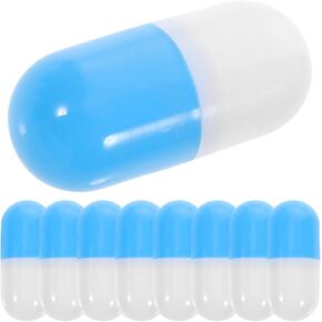 BESTonZON Fake Large Pills Models, 20pcs Empty Big Capsules Plastic Pill Toys Realistic Doctor Pretend Play Toy DIY Medical Craft Supplies for Kids Toddler Sky-Blue