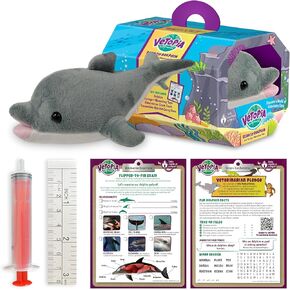 Vetopia Echo The Dolphin Interactive Animal Care Toy, Dolphin Figure, Syringe, Measuring Tape, Vet Exam Form, Habitat Carry Case, Pretend Play Toy, Ages 4+