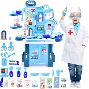 Kids Doctors Play Set, Pretend Doctor Kit with 42 Accessories, Dentist Play Set, Toddler Doctor Costume, Playset for Kids,3-5 Kids Doctor Kit for Girls and Boys