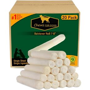 Chews for Dogs Premium Rawhide Twist Sticks 9-10 Inches Dog Treat. Extra Thick, Single Sheet. (20 Pack)