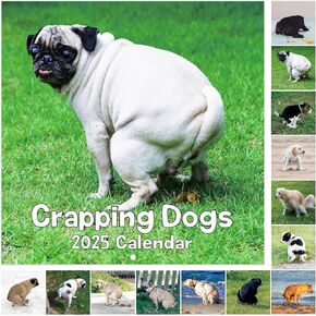 Gag Gifts - Funny Dogs Wall Calendar 2025, Jan.2025-Dec.2025, 11.8" x 23.6"(Open), Funny Calendar Gag Gifts, Perfect White Elephant Gifts