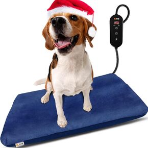 Outdoor Pet Heating Pad for Dogs Cats, Upgraded Safe Electric Cat Heating Pad with Timer, 6 Levels Adjustable Temp Dog Heated Pad Mat with Chew Resistant Steel Cord, Waterproof Heated Cat Dog Bed Mat