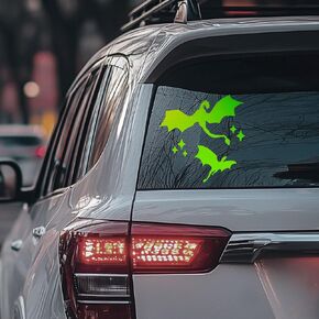Car Window Dragons Vinyl Decal Celestial Dragons Car Decal Vinyl Sticker Halloween Car Decor Dragon Lover Gift Holographic Gold Green Bumper Flying Dragon Art, 8inch (Holographic)