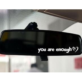 Set of 2 "You Are Enough" Multi-Surface Decals | 10cm Width Crystal-like Stickers | Car Rearview Mirror Decals | Car Vinyl Decals | Inspirational Car Décor (Black)