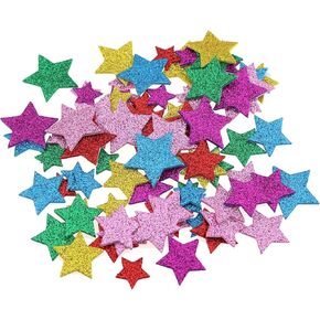 3 Packs of EVA Mixed Color Glitter Patch Pentagram Patch About 270 Pieces Self Adhesive Glitter Foam Stickers Handmade Decorative Materials for Greeting Cards Home Classroom Decoration