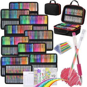 378 Pack Glitter Gel Pens Set,198 Colors Pens Include 180 Colored Gel Pens with 180 Refills,18 Color Rainbow Gel Pen for Adults Coloring Books Drawing Journaling Scrapbook