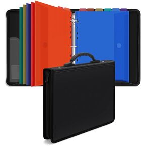 منظم مستندات Uquelic Folio، 3 حلقات مجلدة مع 12 جيبًا ملونًا لحجم Letter/A4 (11 بوصة × 8.5 بوصة)، مجلد مستندات محمول مع مقبض للمستندات والمشروعات والحروف المهمة
